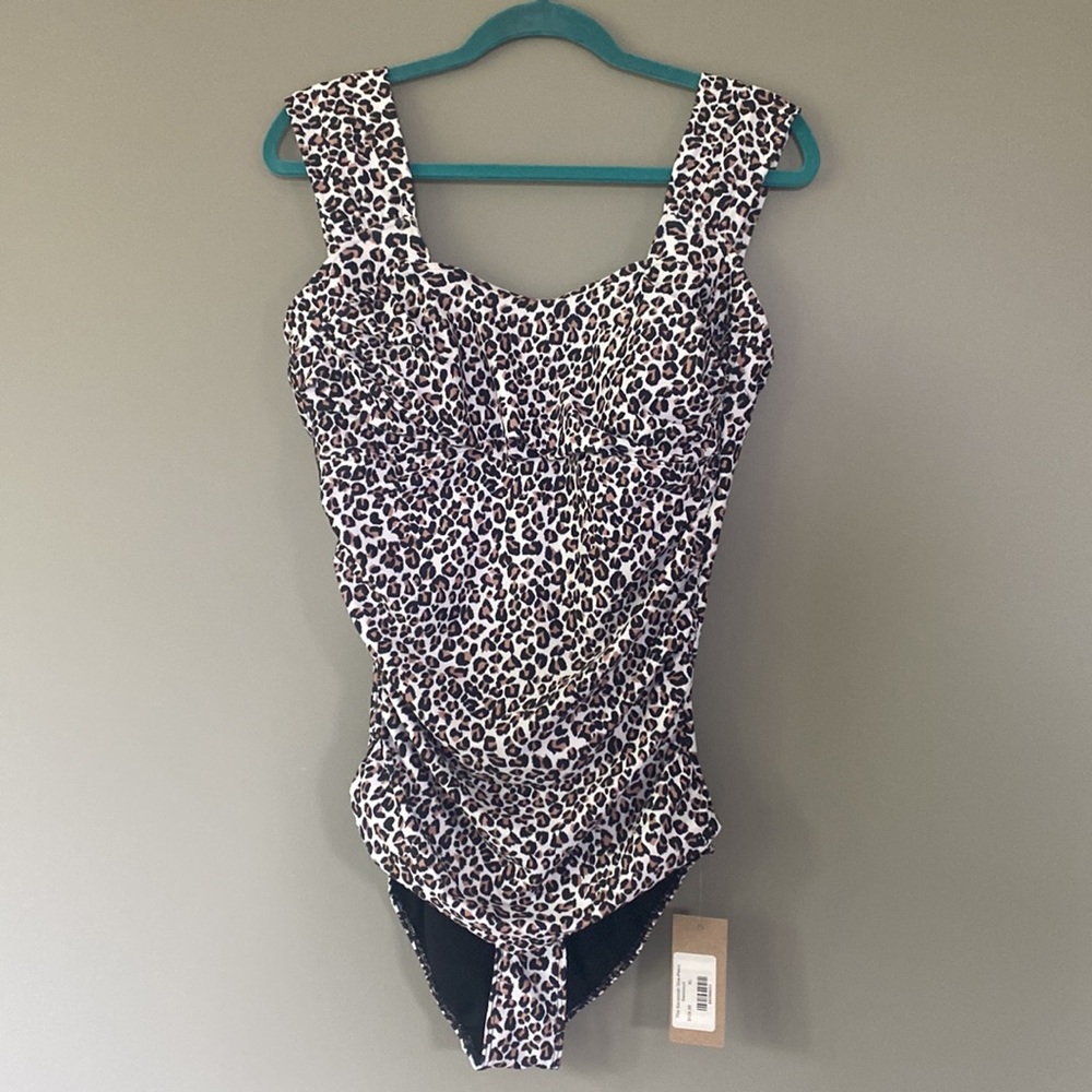 Leopard print one piece swimsuit